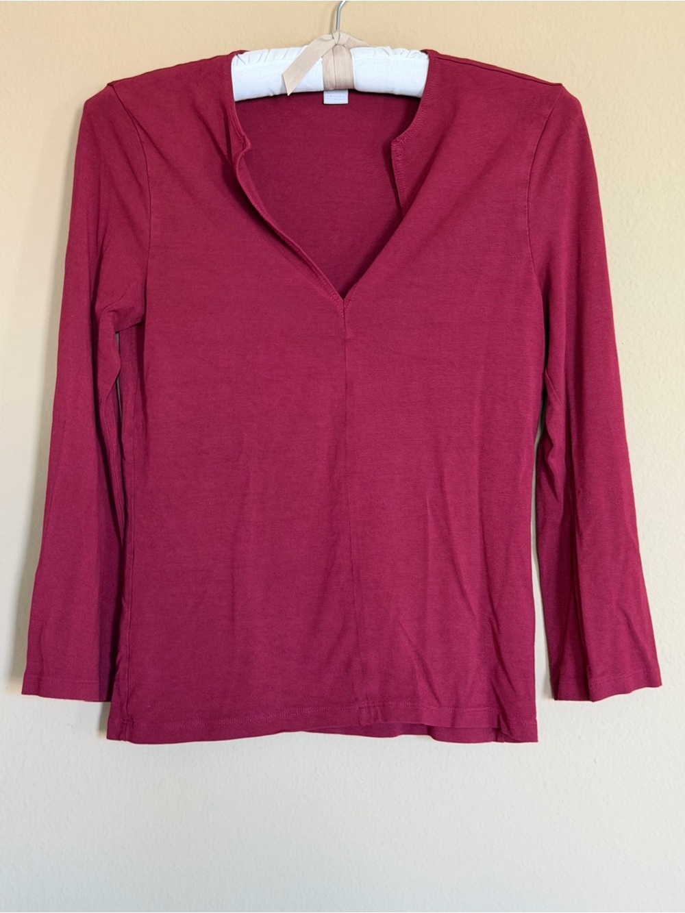 J. Crew Long Sleeve V-Neck Red Size Medium